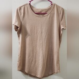 Lululemon Striped Tan Women's Top, Size Medium.